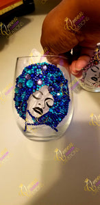 Multicolored Blinged Out Stemless Wine Glass- Soul Sista