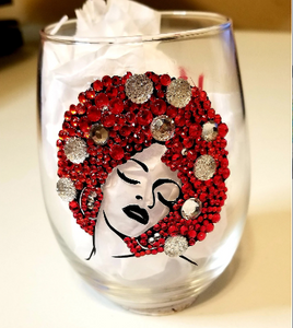 Multicolored Blinged Out Stemless Wine Glass- Soul Sista