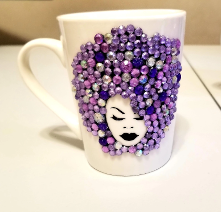 Multicolored Blinged Out Coffee Mug- Brown Suga